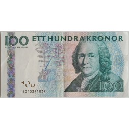 Швеция 100 крон 2006 год - Карл Линней - VF (склейка)
