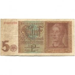 Третий Рейх (Германия) 5 марок 1939-1942 год - F