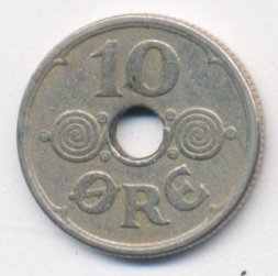 Дания 10 эре 1936 год - Король Кристиан X