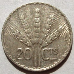 Монета Уругвай 20 сентесимо 1942 год