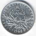Франция 5 франков 1968 год