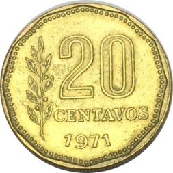 Аргентина 20 сентаво 1971 год