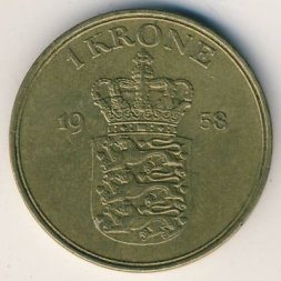 Дания 1 крона 1958 год