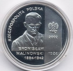 Польша 10 злотых 2002 год - Польские путешественники. Бронислав Малиновский