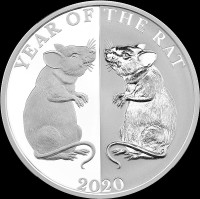 Токелау 5 долларов 2020 год - Год Крысы (Мыши) маленькая (38,6 мм)