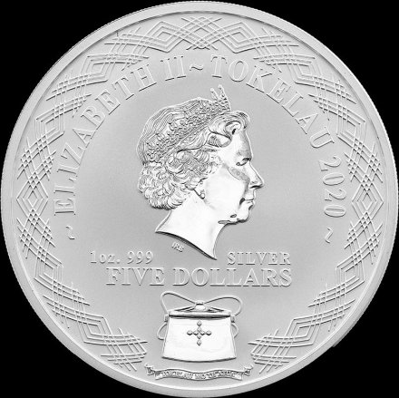 Токелау 5 долларов 2020 год - Год Крысы (Мыши) маленькая (38,6 мм)