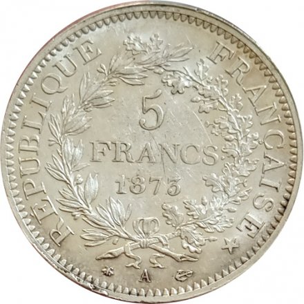 Франция 5 франков 1873 год - Геркулес (А)