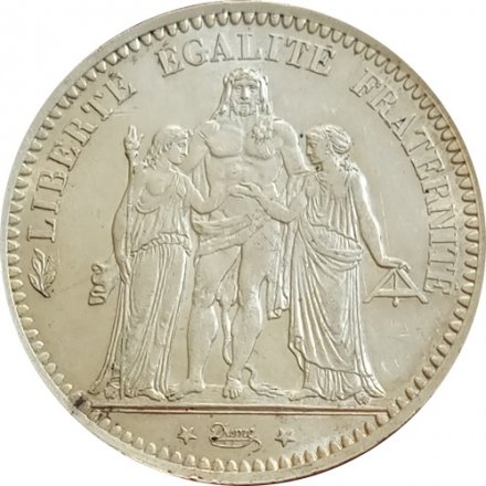 Франция 5 франков 1873 год - Геркулес (А)