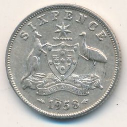 Австралия 6 пенсов 1958 год