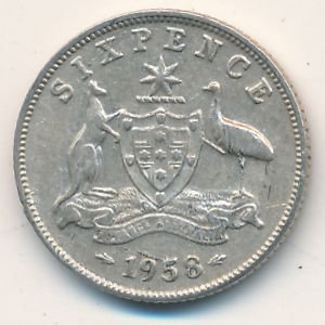 Австралия 6 пенсов 1958 год