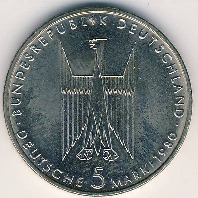 ФРГ 5 марок 1980 год - 100-летие Кёльнского Собора