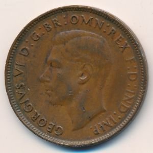 Австралия 1 пенни 1940 год - Король Георг VI (без точки)
