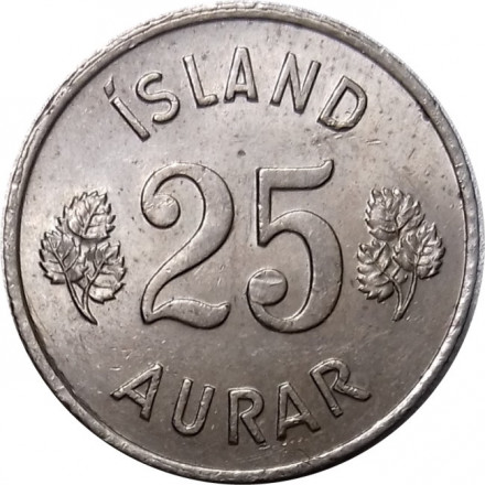 Исландия 25 эйре 1963 год - Малый герб