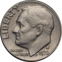 США 1 дайм (10 центов) 1976 год - Франклин Рузвельт (D)