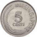 Сингапур 5 центов 1980 год (магнетик)