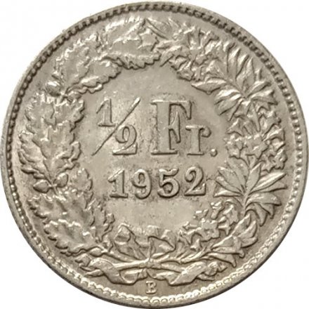 Швейцария 1/2 франка 1952 год