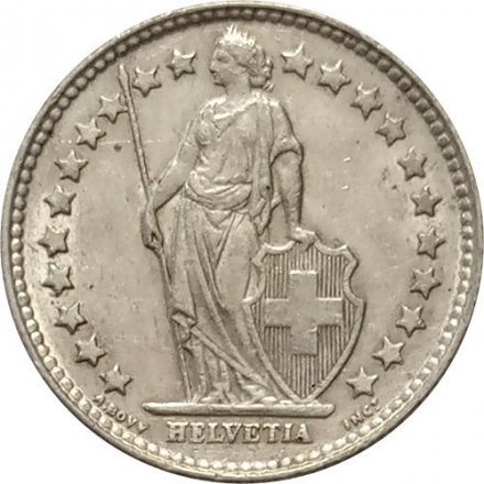 Швейцария 1/2 франка 1952 год