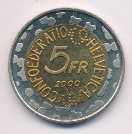 Швейцария 5 франков 2000 год