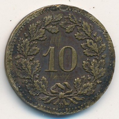 Швейцария 10 раппенов 1918 год