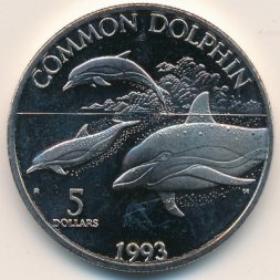 Маршалловы острова 5 долларов 1993 год