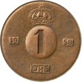 Швеция 1 эре 1958 год - Король Густав VI Адольф