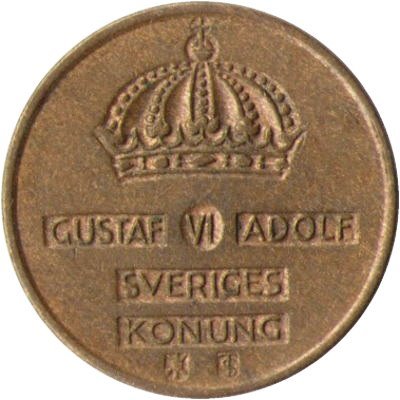 Швеция 1 эре 1958 год - Король Густав VI Адольф