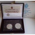Набор из 2 монет Сан-Марино 1988 год - Олимпиада (в футляре)