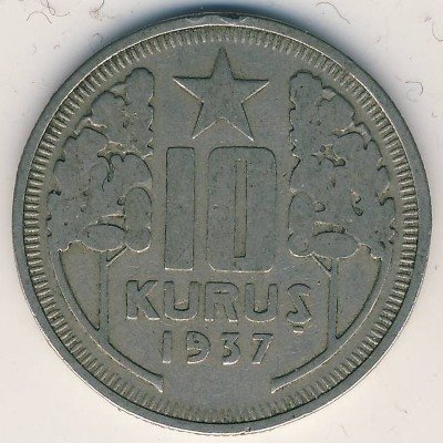 Турция 10 куруш 1937 год