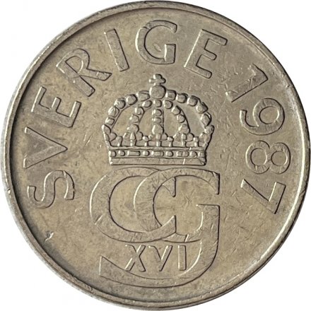 Швеция 5 крон 1987 год - Король Карл XVI Густав