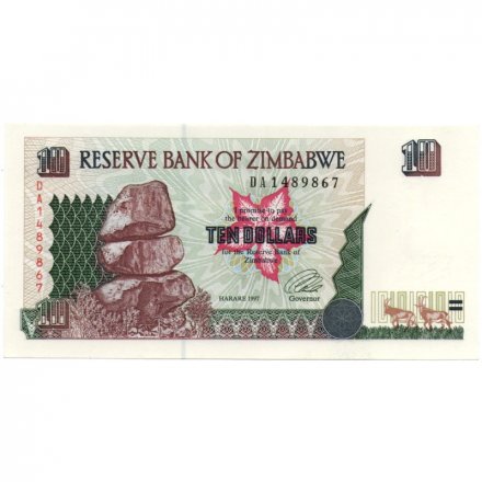 Зимбабве 10 долларов 1997 год - UNC