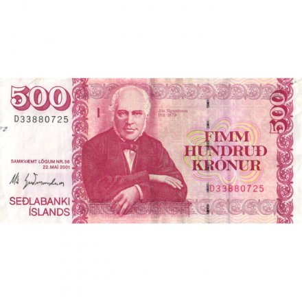 Исландия 500 крон 2001 год - Джон Сигурдссон - XF-