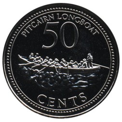 Монета Острова Питкэрн 50 центов 2009 год - Баркас