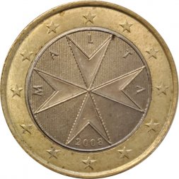 Мальта 1 евро 2008 год - Мальтийский крест