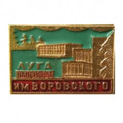 Значок Луга. Пансионат имени Воровского. Ленинградская область