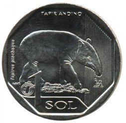 Перу 1 соль 2018 год - Горный тапир (Tapirus pinchaque)