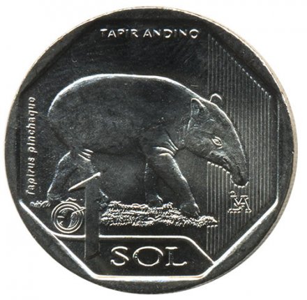 Перу 1 соль 2018 год - Горный тапир (Tapirus pinchaque)