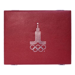 Футляр для набора из 28 серебряных монет СССР «Олимпиада 1980» (цвет:бордовый)
