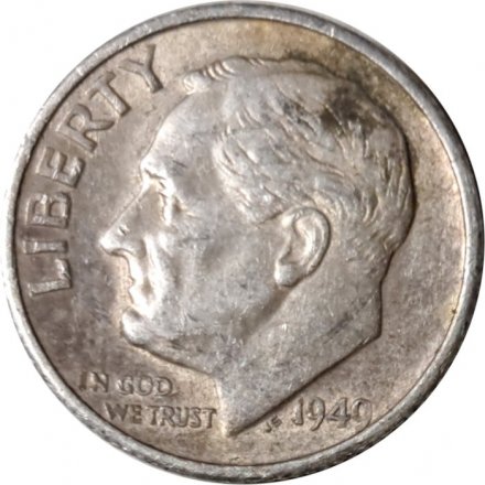 США 1 дайм (10 центов) 1949 год - Рузвельт (S)