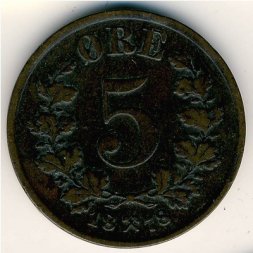 Норвегия 5 эре 1878 год