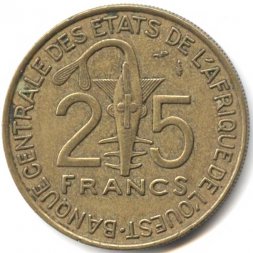 Западная Африка 25 франков 1975 год