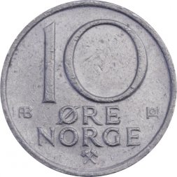 Норвегия 10 эре 1977 год - Король Улаф V