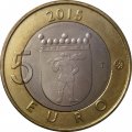 Финляндия 5 евро 2015 год - Исторические регионы Финляндии. Животные. Лапландия