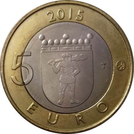 Финляндия 5 евро 2015 год - Исторические регионы Финляндии. Животные. Лапландия