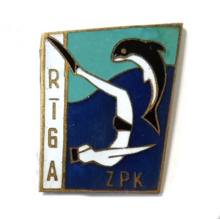 Значок Riga. ZPK. Рига. Латвийская ССР. Рижский клуб подводного плавания. Дельфин