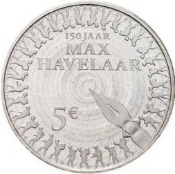Нидерланды 5 евро 2010 год - 150 лет роману "Макс Хавелар"