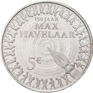 Нидерланды 5 евро 2010 год - 150 лет роману &quot;Макс Хавелар&quot;
