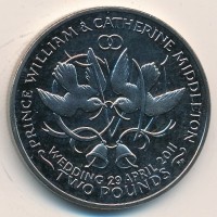 Монета Остров Вознесения 2 фунта 2011 год