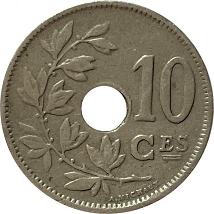 Бельгия 10 сантимов 1921 год ROYAUME DE BELGIQUE