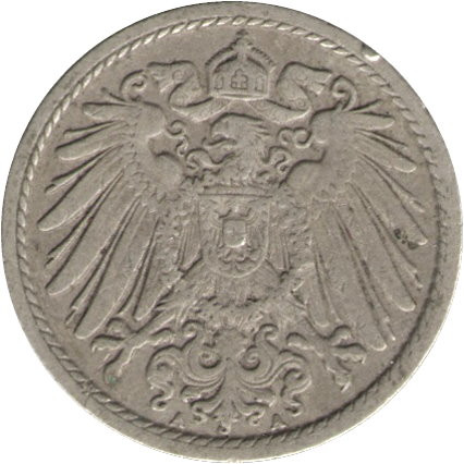 Германия 5 пфеннигов 1905 год (A)