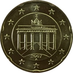 Германия 20 евроцентов 2007 год (А)